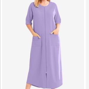 Dreams X Co Robe M 14/16 Lavender Zip Up Lavender Purple Quilted Pockets NEW